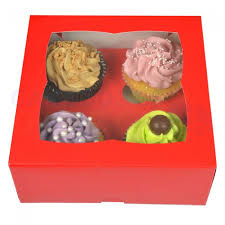 2000033 4 Cup Cake Box Red