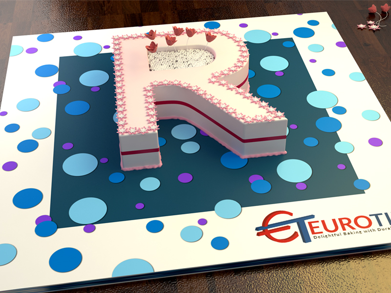 2001973 Euro Large Letter R Birthday Cake Tin
