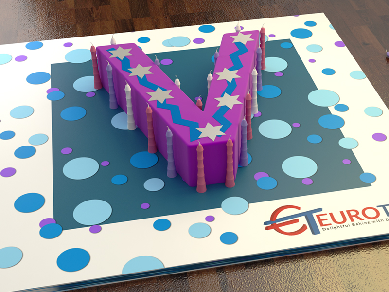 2001977 Euro Large Letter V Birthday Cake Tin