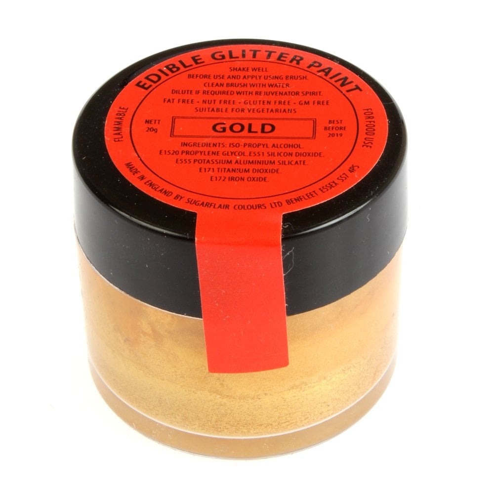 31442 Sugarflair Colours - Gold Edible Glitter Paint 20g